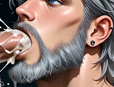 Rugged Silver Bear Deepthroats and Fills Throat with Exploding Cum