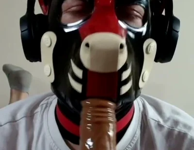 Latex Pet Sucks His Rubber Bone. Watch the Full on My Fancentro