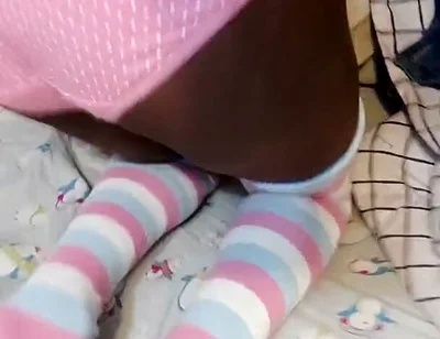 Black Femboy Shows You His Panties Bulge and Ass