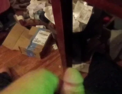 Cumming with a Green Glowing Light