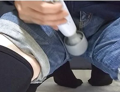A Boys Stepdaughter Wearing Jeans Pee While Playing With An Electric Massager