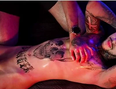 Camilo Brown Giving Intense Handjob To Hot Tattooed Stud Inked Mike Making Him Shoot His Cum