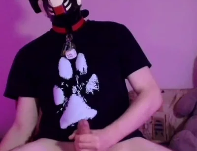 Kneeling Pup Strokes His Bone for You