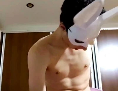 Bunny Looner Is Blowing up His Inflatable Pink Chair and a Big Clear Balloon While Masturbating on Stream