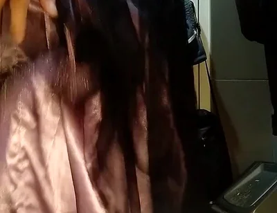 Masturbating Wearing Cute and Gorgeous Satin Longdress
