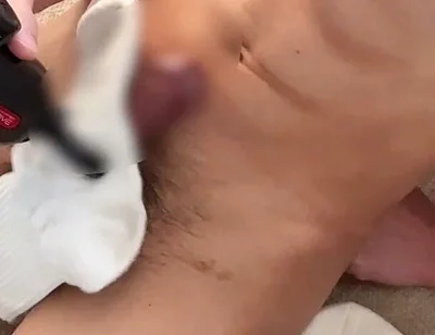 Japanese Man Ejaculates Profusely While Masturbating Using a Sock