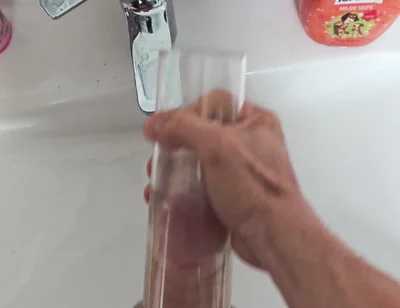 Full View Stroking My Hard Cock in a Clear Fleshlight Stroker!