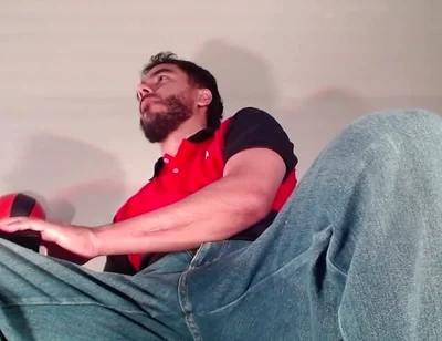 Jeans, Dick Out, and Masturbation with Food