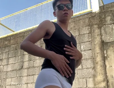 Handsome Asian Boy Outdoor Masturbation