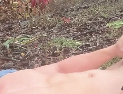 Shredded Asian Muscle Strips Naked in the Rain and Strokes Roadside
