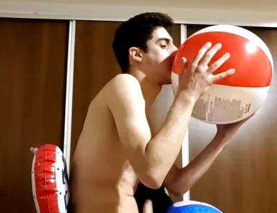 Vertical Vid - Blowing up Many Inflatables While Jerking off in Stream