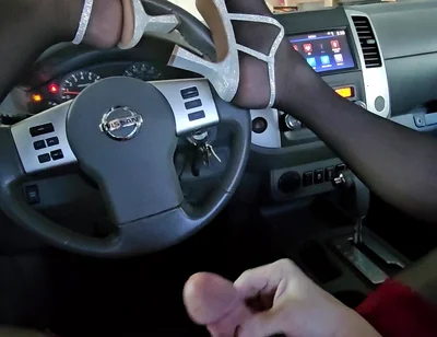 Climax in My Sparkled High Heels on My Steering Wheel Skirt and Nylons in My Track After Just Driving Home Horny