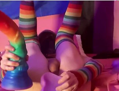 (full Video) Size Queen Femboy Raine Stretched By Massive Fantasy Dildos!