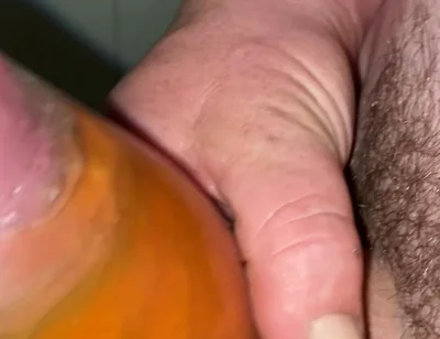 Uncut Cock with Tied Balls Pisses and Cums in Condom