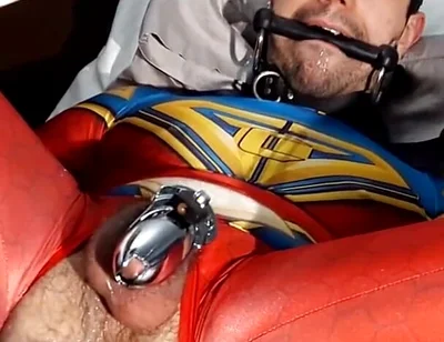 October 2021 Ricky Cage Live Show -- Cock-locked Superhero Takes Dicks in Ass and Mouth!
