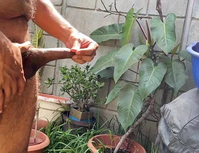 Solo handjob while i tan outside