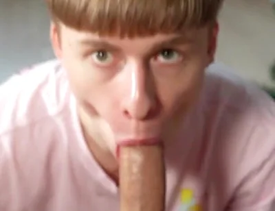 POV: Cute Twink Sucks My Big Cock to Swallow My Cum