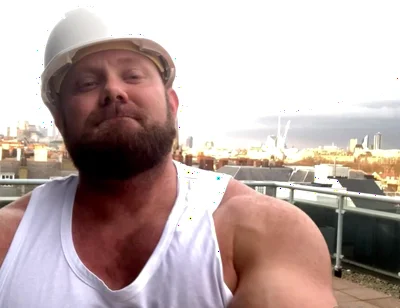 Builder Iron Bending Muscle Flexing and Measuring