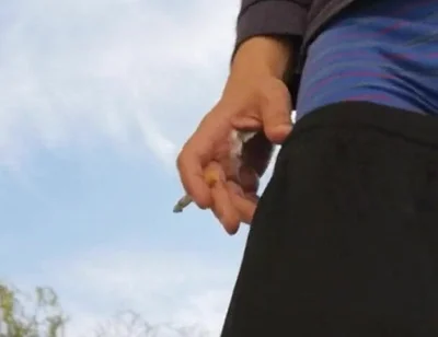 Hot Guy Caught Smoking and Sagging Outside (non-nude)