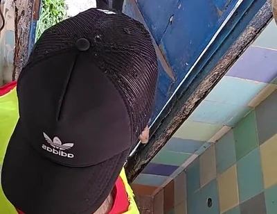 Two Construction Workers Making Out in the Company Bathroom.