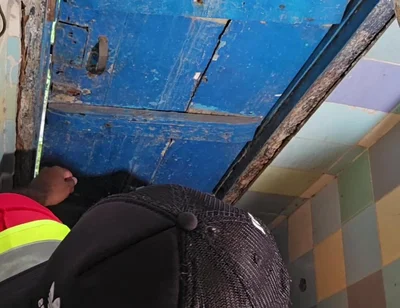 Two Construction Workers Making Out in the Company Bathroom.