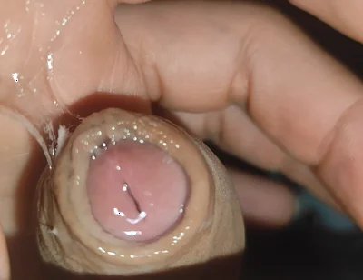 Creamy Pre-cum Slowly Sliding Down the Hole.