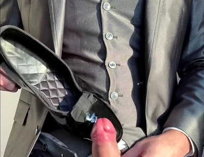 Suited Groom Jerks off in Hotel Room