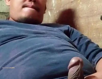 Chubby Daddy Playing with His Thick Cock