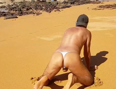 Ladysilva Crossdresser Showing off Her Hot Ass in Panties on the Beach