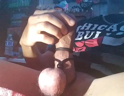 Squeezing My Balls While I Stroke My Lasso'd Cock Until Waterfall of Cum
