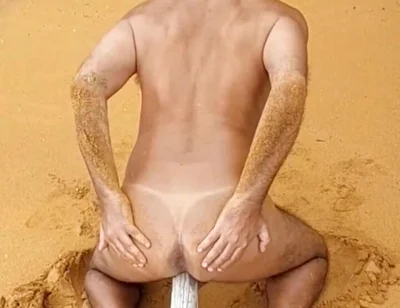 Ladysilva Naked on the Beach Horny with a Cock in Her Ass