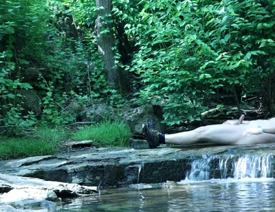 Flexing by the Waterfall, Trying to Sneak a Little Private Moment…