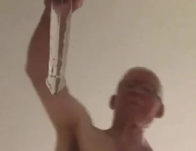 Close up View From Below Riding a Large Glass Cock