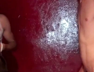 Gay fucked in jockstrap by 2 bad boys in a backroom