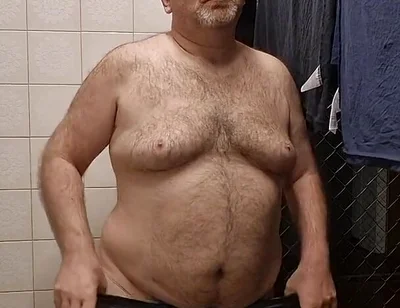 Chubby Daddy Bear Get Naked in the Laundry Room