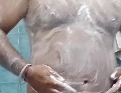 Indian Nude Daddy Enjoying a Hot Shower and Showing off His Wet Body
